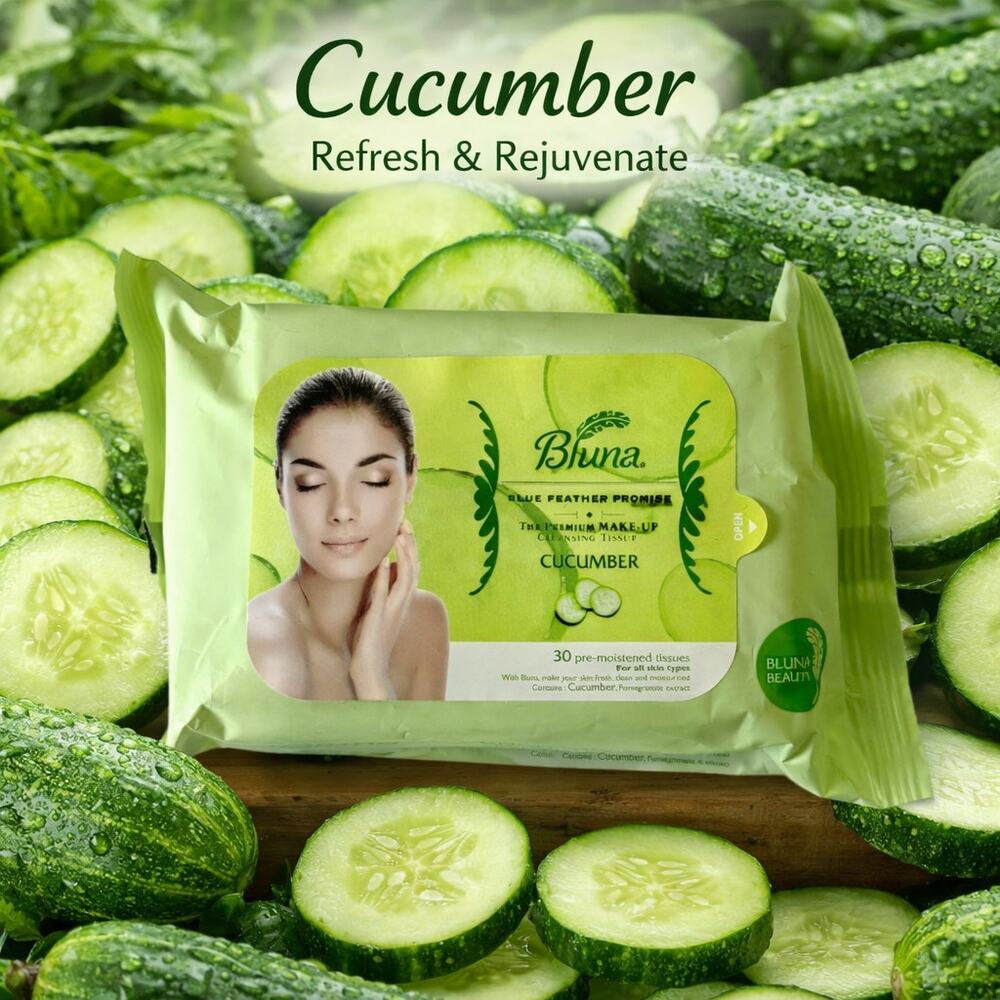 Bluna Cucumber Make-Up Remover Wipes NEW